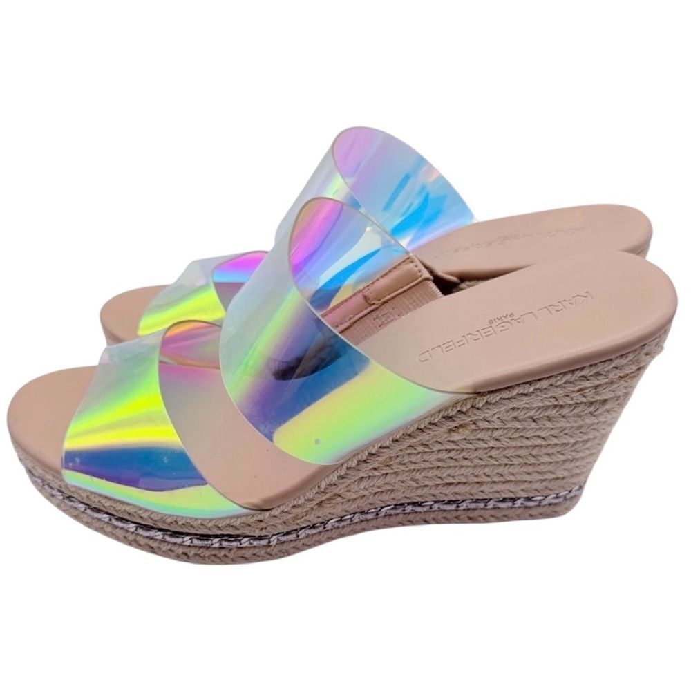 Karl Lagerfeld Paris Carney Iredecent Wedge Sandals 38,5/8